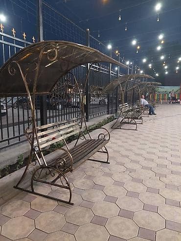 Скамейка Металл, Со спинкой, С крышей at lalafo.kg Скамейка Металл, Со спинкой, С крышей