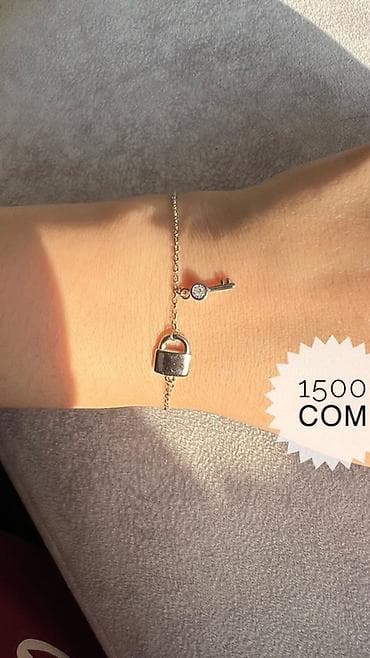 Күмүш сөйкөлөр: Браслет с подвесками «Замок и ключ» - Тонкая цепочка серебристого lalafo.kg да — 1 Күмүш сөйкөлөр: Браслет с подвесками «Замок и ключ» - Тонкая цепочка серебристого — 1