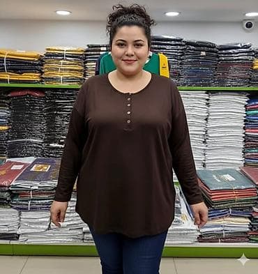 Лонгслив, цвет - Коричневый, L, XL, 2XL at lalafo.kg Лонгслив, цвет - Коричневый, L, XL, 2XL
