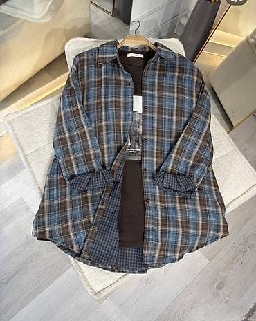 Рубашка в клетку oversize - Свободный крой, удлинённая посадка - at lalafo.kg Рубашка в клетку oversize - Свободный крой, удлинённая посадка -