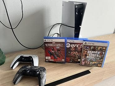 PlayStation 5 с играми и двумя геймпадами Комплектация: - Консоль at lalafo.kg PlayStation 5 с играми и двумя геймпадами Комплектация: - Консоль