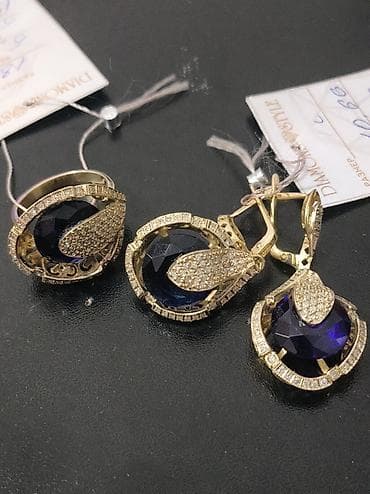 Ювелирный гарнитур: Пр-во Россия.вес 16.6 гр.разм 17.кольцо и серьги с lalafo.kg да Ювелирный гарнитур: Пр-во Россия.вес 16.6 гр.разм 17.кольцо и серьги с