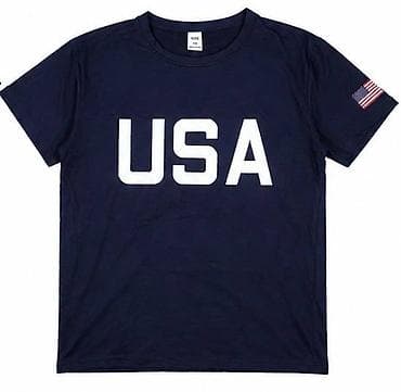 Футболка с принтом USA - Цвет: темно‑синий - Принт: крупная надпись at lalafo.kg Футболка с принтом USA - Цвет: темно‑синий - Принт: крупная надпись