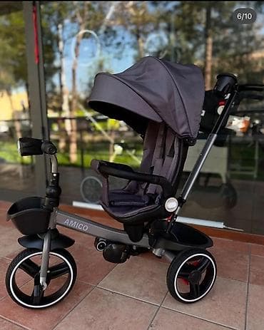 Детский трехколесный велосипед‑коляска AMICO с родительской ручкой at lalafo.kg Детский трехколесный велосипед‑коляска AMICO с родительской ручкой