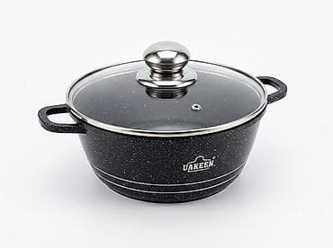 Кастрюля UAKEEN с крышкой - Материал: литой алюминий с мраморным at lalafo.kg Кастрюля UAKEEN с крышкой - Материал: литой алюминий с мраморным