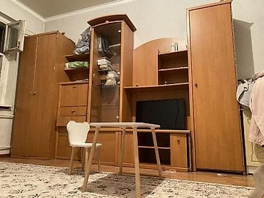 Модульная мебельная стенка для гостиной/детской, цвет — тёплый бук lalafo.kg да Модульная мебельная стенка для гостиной/детской, цвет — тёплый бук