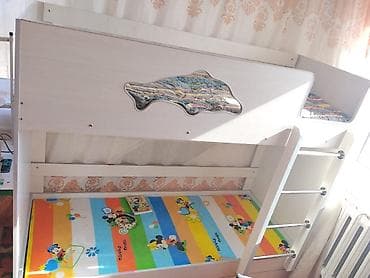 Двухъярусная детская кровать, ЛДСП, цвет - Белый at lalafo.kg Двухъярусная детская кровать, ЛДСП, цвет - Белый