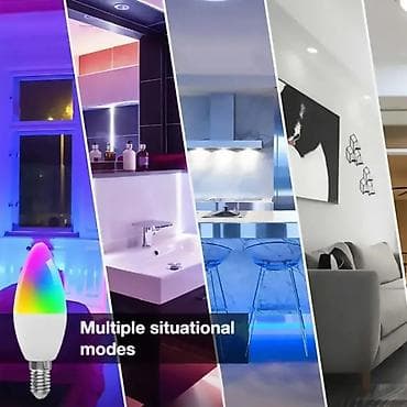 Лампочкалар: Лампочка светодиодная (свеча) E14 5W, Wifi. Умная лампочка, управление lalafo.kg да — 3 Лампочкалар: Лампочка светодиодная (свеча) E14 5W, Wifi. Умная лампочка, управление — 3