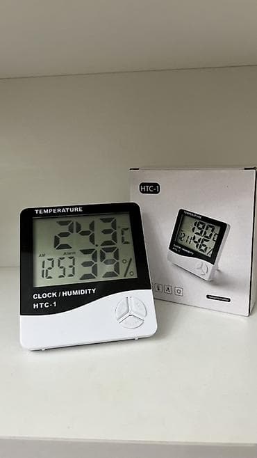 Цифровой термометр-гигрометр HTC-1 с часами и будильником. Основные lalafo.kg да Цифровой термометр-гигрометр HTC-1 с часами и будильником. Основные