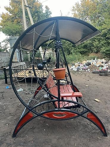 Садовые качели Металл, Со спинкой, С крышей at lalafo.kg — 3 Садовые качели Металл, Со спинкой, С крышей — 3