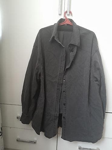 Мужская рубашка брюки оверсайз, темно‑серая. - Классический отложной at lalafo.kg Мужская рубашка брюки оверсайз, темно‑серая. - Классический отложной