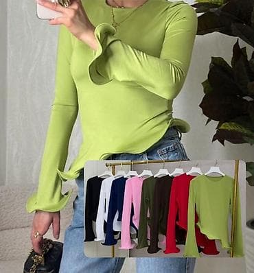 Лонгслив, цвет - Зеленый, Все размеры at lalafo.kg Лонгслив, цвет - Зеленый, Все размеры