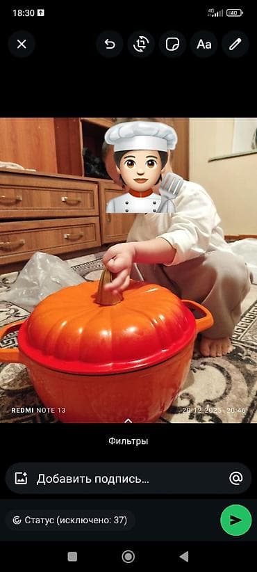 Кастрюля/казан в форме тыквы с крышкой - Материал: тяжелый литой at lalafo.kg Кастрюля/казан в форме тыквы с крышкой - Материал: тяжелый литой