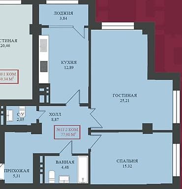 Строится, Элитка, 1 комната, 54 м² at lalafo.kg Строится, Элитка, 1 комната, 54 м²
