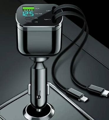 Адаптер автомобильный для зарядки смартфонов 120 Ватт. Два провода at lalafo.kg Адаптер автомобильный для зарядки смартфонов 120 Ватт. Два провода