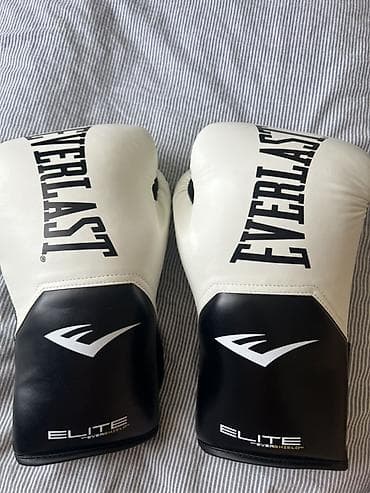 Перчатки боксерские Everlast Elite (Evershield), цвет белый/черный at lalafo.kg Перчатки боксерские Everlast Elite (Evershield), цвет белый/черный