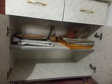 Кухонный гарнитур компактный, белый с мраморным рисунком. Состав и at lalafo.kg Кухонный гарнитур компактный, белый с мраморным рисунком. Состав и