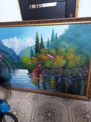 8 тыс. 160 × 110 Картина «Горное озеро и хвойный лес» в резной раме at lalafo.kg 8 тыс. 160 × 110 Картина «Горное озеро и хвойный лес» в резной раме