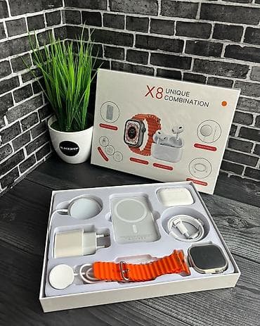 Набор X8 -Смарт часы -Беспроводной повер банк -Блок питания -Кабель at lalafo.kg Набор X8 -Смарт часы -Беспроводной повер банк -Блок питания -Кабель