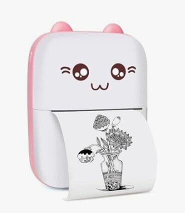 Мини принтер детский для фотографий, черно белый Мини принтер для at lalafo.kg Мини принтер детский для фотографий, черно белый Мини принтер для