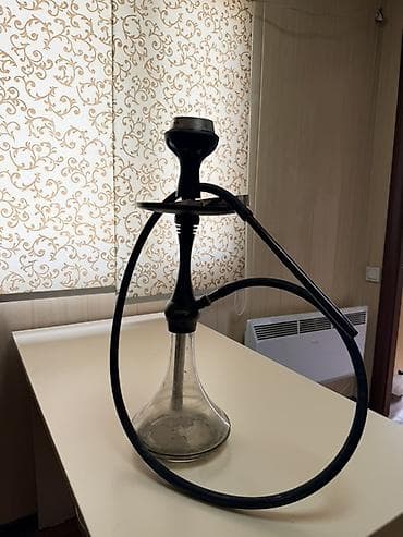 Кальян с колбой из прозрачного стекла и классической шахтой черного at lalafo.kg Кальян с колбой из прозрачного стекла и классической шахтой черного