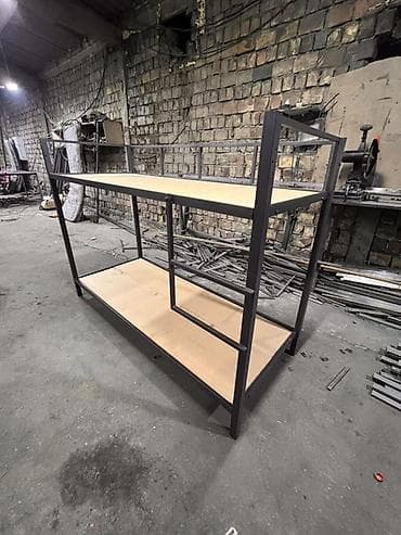 Металлическая двухъярусная кровать - Прочная сварная рама из at lalafo.kg Металлическая двухъярусная кровать - Прочная сварная рама из