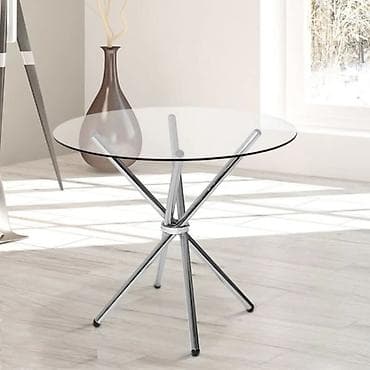 Круглый стеклянный стол в современном стиле. - Столешница: прозрачное at lalafo.kg Круглый стеклянный стол в современном стиле. - Столешница: прозрачное