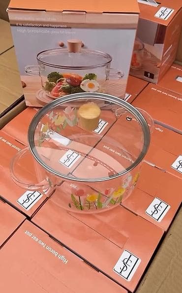 Стеклянная кастрюля из боросиликатного стекла с крышкой 3литра - at lalafo.kg Стеклянная кастрюля из боросиликатного стекла с крышкой 3литра -