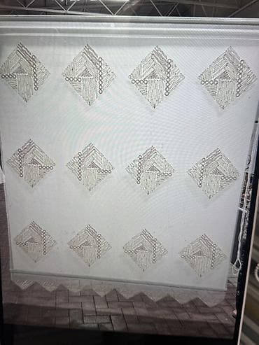 Тюлевая штора с геометрическим узором - Полупрозрачный белый тюль с lalafo.kg да Тюлевая штора с геометрическим узором - Полупрозрачный белый тюль с