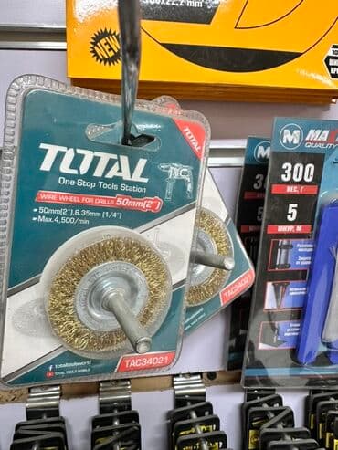 Насадка-щетка Total для дрели с проволочной щетиной диаметром 50 мм at lalafo.kg Насадка-щетка Total для дрели с проволочной щетиной диаметром 50 мм