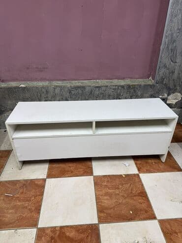 Тумба и подставка для телевизора, Напольная, ЛДСП, цвет - Белый at lalafo.kg Тумба и подставка для телевизора, Напольная, ЛДСП, цвет - Белый