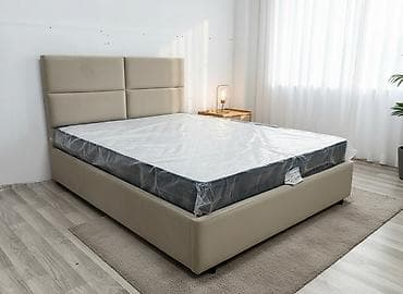 Мягкая двуспальная кровать с прямоугольным изголовьем, разделенным на at lalafo.kg Мягкая двуспальная кровать с прямоугольным изголовьем, разделенным на