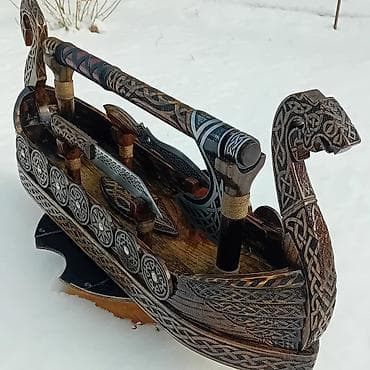 Декоративный набор в скандинавском стиле: подставка-лодка «драккар» с at lalafo.kg Декоративный набор в скандинавском стиле: подставка-лодка «драккар» с