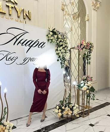 Нарядные платья для мероприятий 1) Бордовое платье миди - Плотная at lalafo.kg Нарядные платья для мероприятий 1) Бордовое платье миди - Плотная