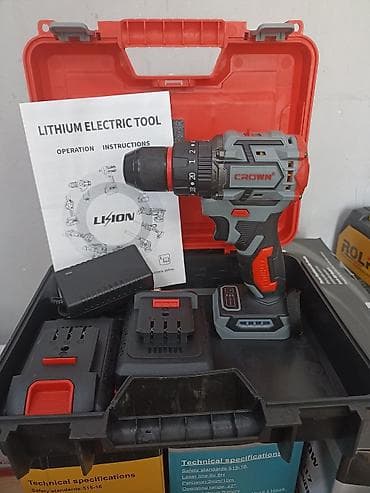 Аккумуляторная дрель-шуруповерт БЕЗ ЩЁТОЧНЫЙ Crown серого и красного at lalafo.kg Аккумуляторная дрель-шуруповерт БЕЗ ЩЁТОЧНЫЙ Crown серого и красного