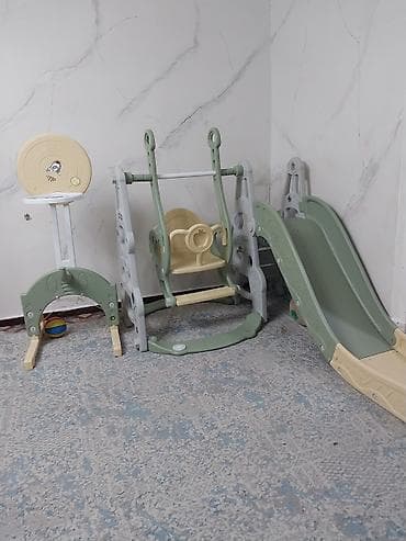 Детский игровой комплекс 3-в-1 для дома: - Горка со ступеньками и at lalafo.kg Детский игровой комплекс 3-в-1 для дома: - Горка со ступеньками и