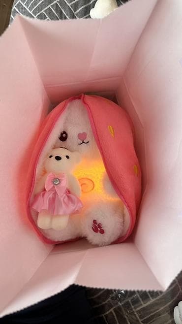 Дышащий заяц в клубнике 🍓🐰 📏 Размер: примерно 25–30 см в длину ✨ 4 at lalafo.kg Дышащий заяц в клубнике 🍓🐰 📏 Размер: примерно 25–30 см в длину ✨ 4