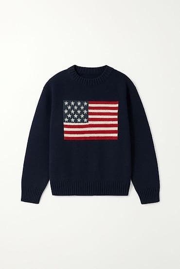 Темно-синий свитер с круглым вырезом и контрастным вязаным рисунком at lalafo.kg Темно-синий свитер с круглым вырезом и контрастным вязаным рисунком