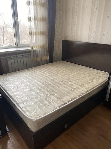 Двуспальная кровать, С матрасом, длина - 200 см at lalafo.kg Двуспальная кровать, С матрасом, длина - 200 см