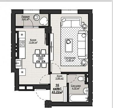1 комната, 43 м², Асанбай мкр Элитка, 2 этаж, ПСО (под самоотделку) at lalafo.kg 1 комната, 43 м², Асанбай мкр Элитка, 2 этаж, ПСО (под самоотделку)
