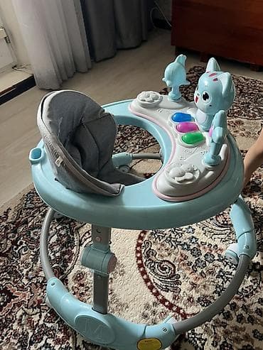 Детские ходунки Babywalker (голубые) - Круглая устойчивая база с at lalafo.kg Детские ходунки Babywalker (голубые) - Круглая устойчивая база с