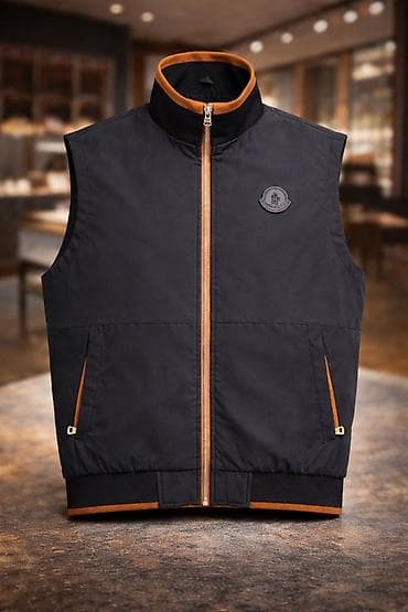 Жилет Moncler, мужской - Цвет: черный с акцентами тёплого коньячного at lalafo.kg Жилет Moncler, мужской - Цвет: черный с акцентами тёплого коньячного