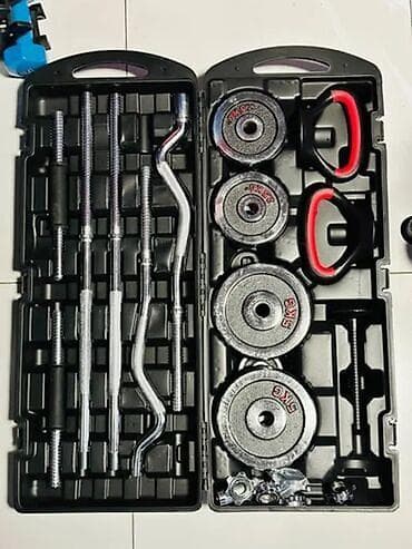 Набор 6в1 57 кг для силовых тренировок в удобном кейсе для хранения и at lalafo.kg Набор 6в1 57 кг для силовых тренировок в удобном кейсе для хранения и