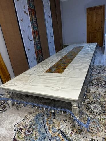 Национальный кыргызский стол, Складной, ЛДСП, цвет - Бежевый at lalafo.kg Национальный кыргызский стол, Складной, ЛДСП, цвет - Бежевый