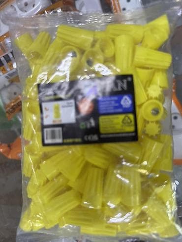 Колпачки для скрутки проводов (винтовые соединители), желтые, в at lalafo.kg Колпачки для скрутки проводов (винтовые соединители), желтые, в
