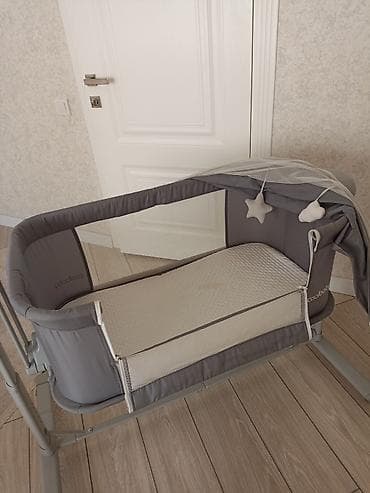 Детская прикроватная колыбель-люлька Coolbaby (серо-белая) lalafo.kg да Детская прикроватная колыбель-люлька Coolbaby (серо-белая)
