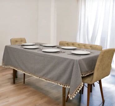 Скатерть прямоугольная в сканди-стиле Размер:150*230см - Цвет: серый at lalafo.kg Скатерть прямоугольная в сканди-стиле Размер:150*230см - Цвет: серый