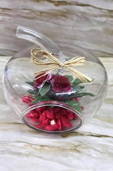 Стеклянный флорариум-яблоко с декоративной композицией. - Прозрачная at lalafo.kg Стеклянный флорариум-яблоко с декоративной композицией. - Прозрачная