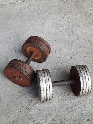 Пара разборных гантелей из металла. - Материал: сталь/чугун, наборные at lalafo.kg Пара разборных гантелей из металла. - Материал: сталь/чугун, наборные