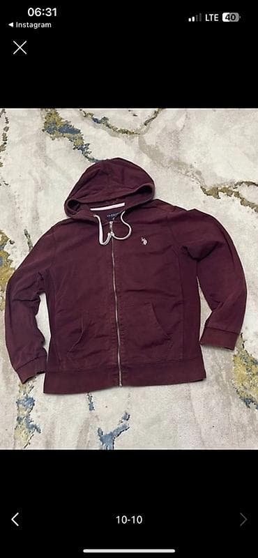 Бордовая мужская худи с молнией и капюшоном - Цвет: насыщенный at lalafo.kg Бордовая мужская худи с молнией и капюшоном - Цвет: насыщенный